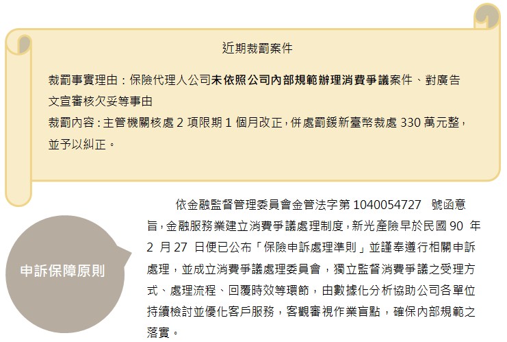新光產險_申訴與理賠處理－裁罰案件3